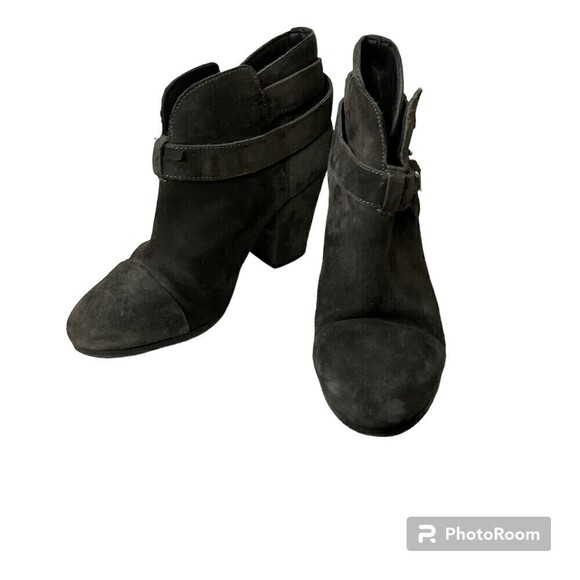 Rag & Bone Women Charcoal Leather Ankle Bootie Made Italy Size 38.5 US 8.5 Rck - Picture 1 of 12